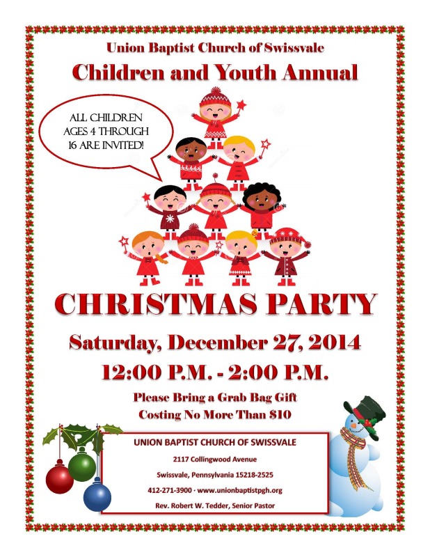 Children and Youth Choir Christmas Party Flyer 2014